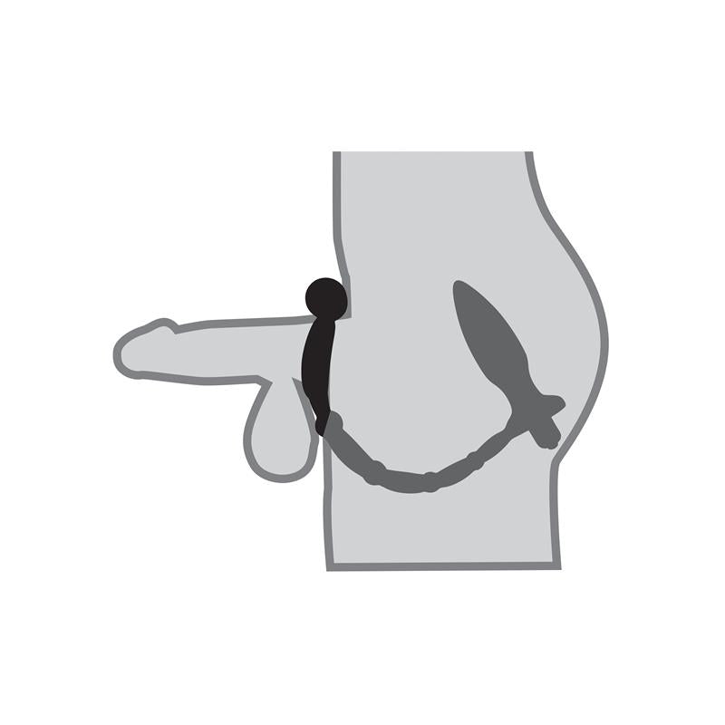 Anal Plug with Chain and Vibration Ass Kicker Black