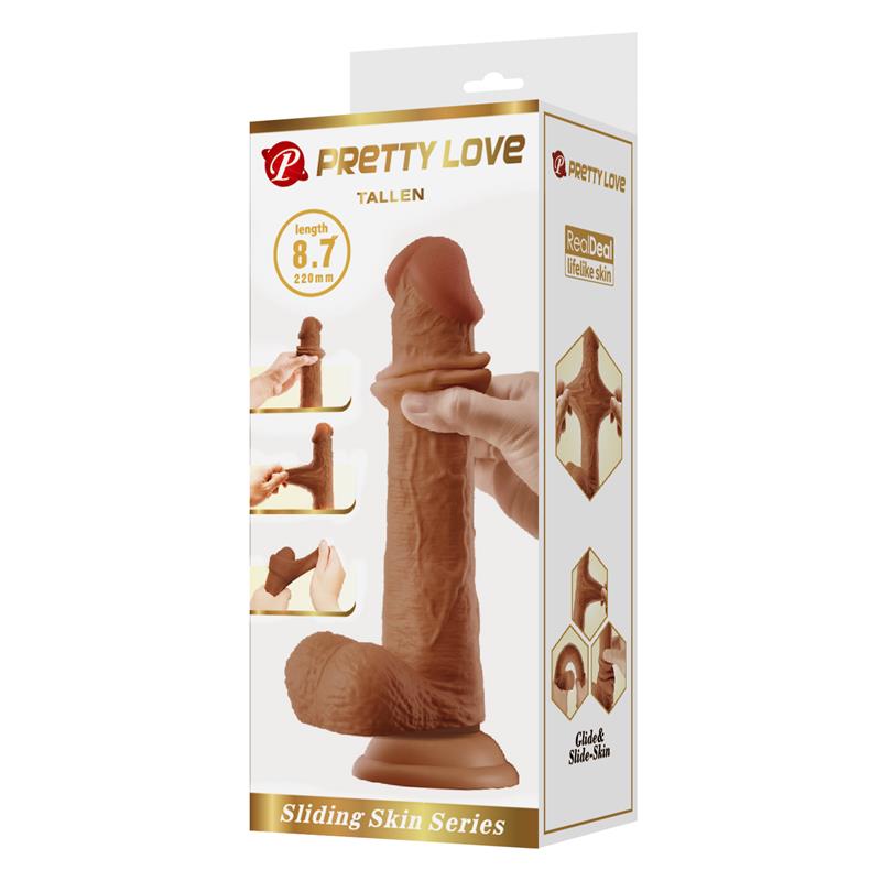 Tallen Dildo wirh Retractil Sliding Skin Tan 22 cm