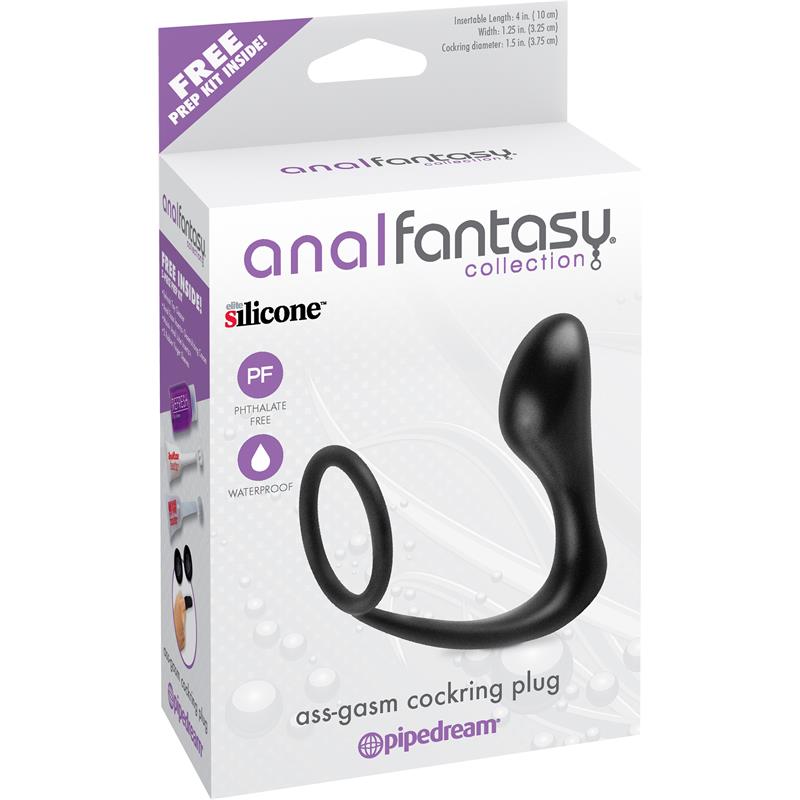 Butt Plug with Penis Ring Ass Gasm Black