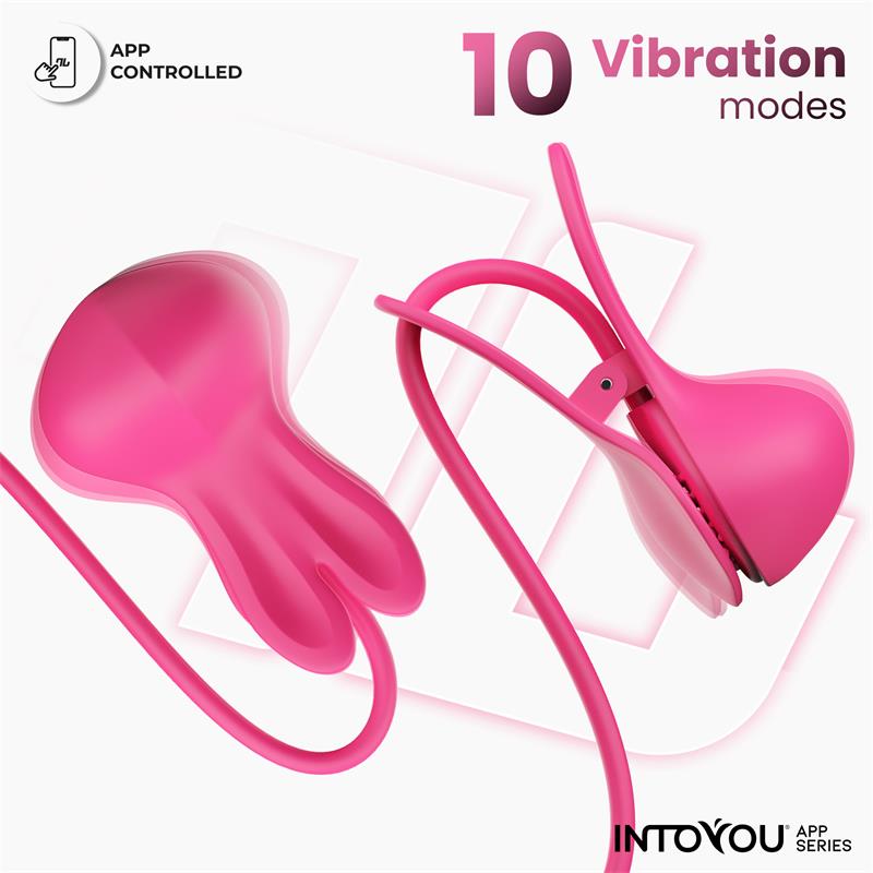 Tickly Nipple Clamps ith Vibration Remote and Necklace with App