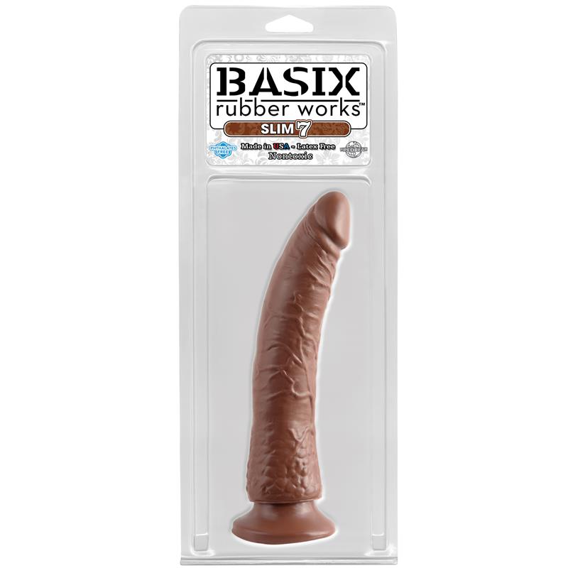 Dildo Slim 1778 cm with Suction Cup Brown