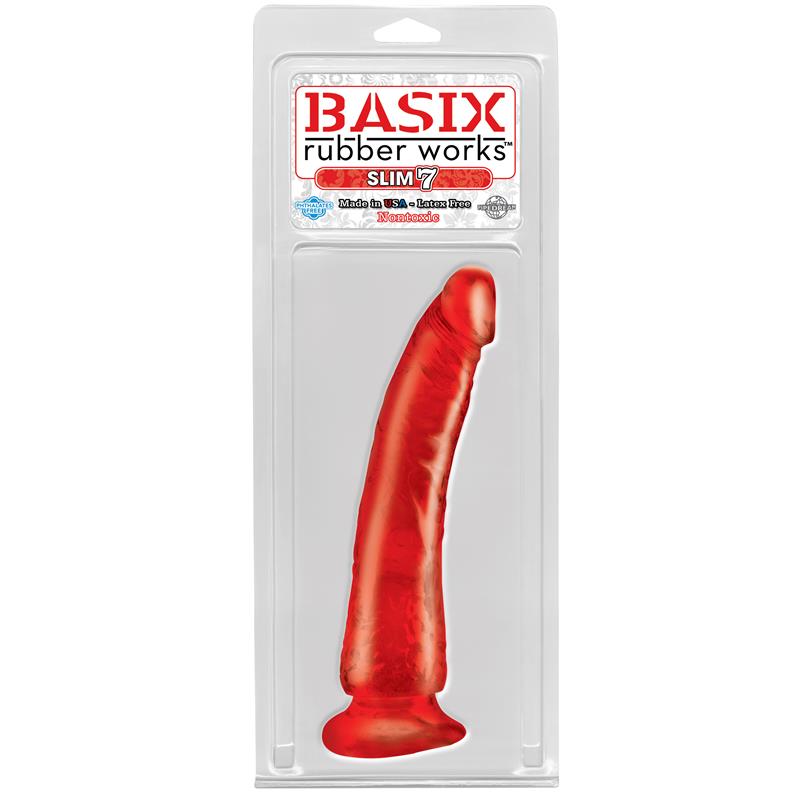 Dildo Slim 1778 cm with Suction Cup Red