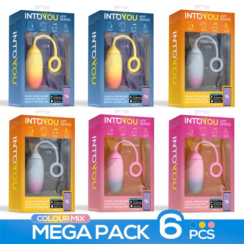 Pack 6 Assorted Vibrating Egg with APP 2 Each Color