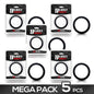 Pack of 5 Cock Ring Solid Silicone 5 cm Black