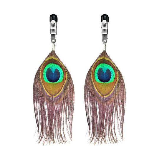 Nipple Clamps with Peacock Feather