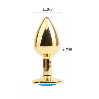 Golden Butt Plug with Blue Jewel