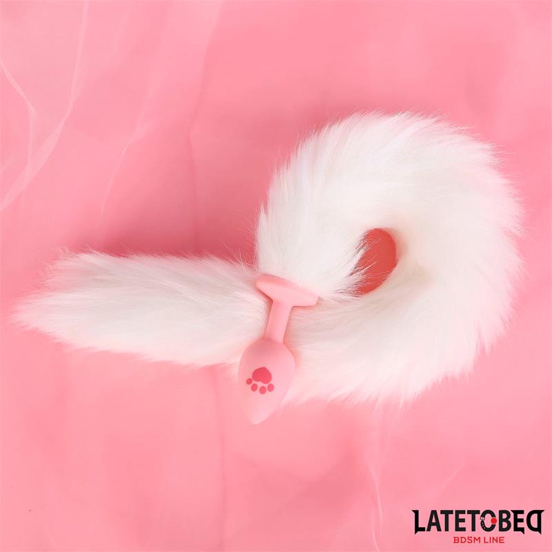 Silicone Fox Tail Anal Plug Pink