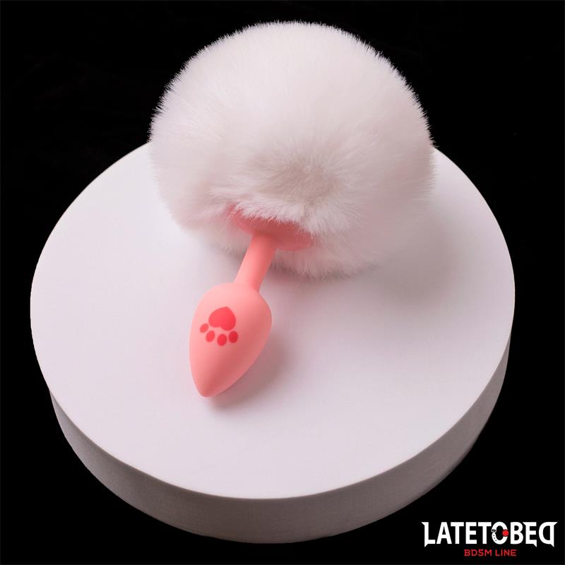 Silicone Anal Plug with Pompon Pink