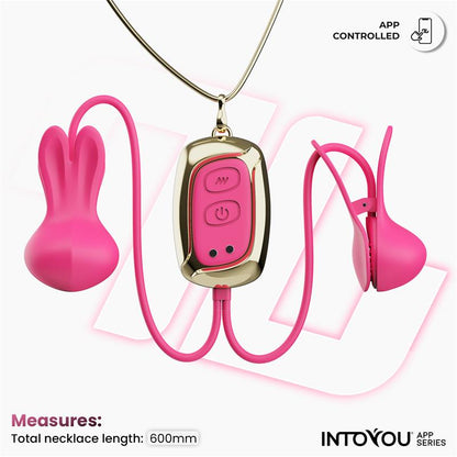 Tickly Nipple Clamps ith Vibration Remote and Necklace with App