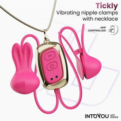 Tickly Nipple Clamps ith Vibration Remote and Necklace with App