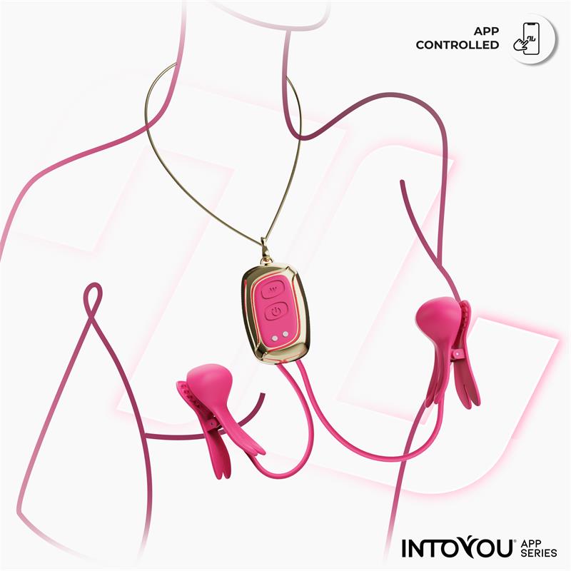 Tickly Nipple Clamps ith Vibration Remote and Necklace with App