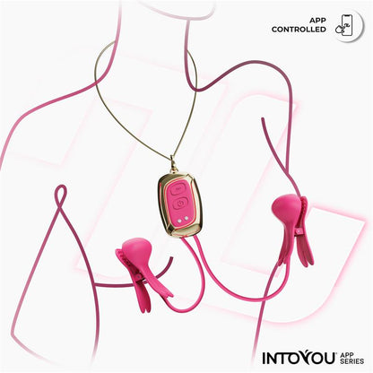 Tickly Nipple Clamps ith Vibration Remote and Necklace with App
