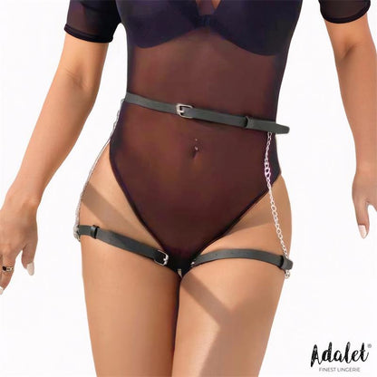 Oriana Vegan Leather Belt Harness with Chain One size