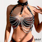 Samara Vegan Leather Chest Harness with Chain One size