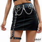 Coral Vegan Leather Garter with Leg Ring and Chain One size