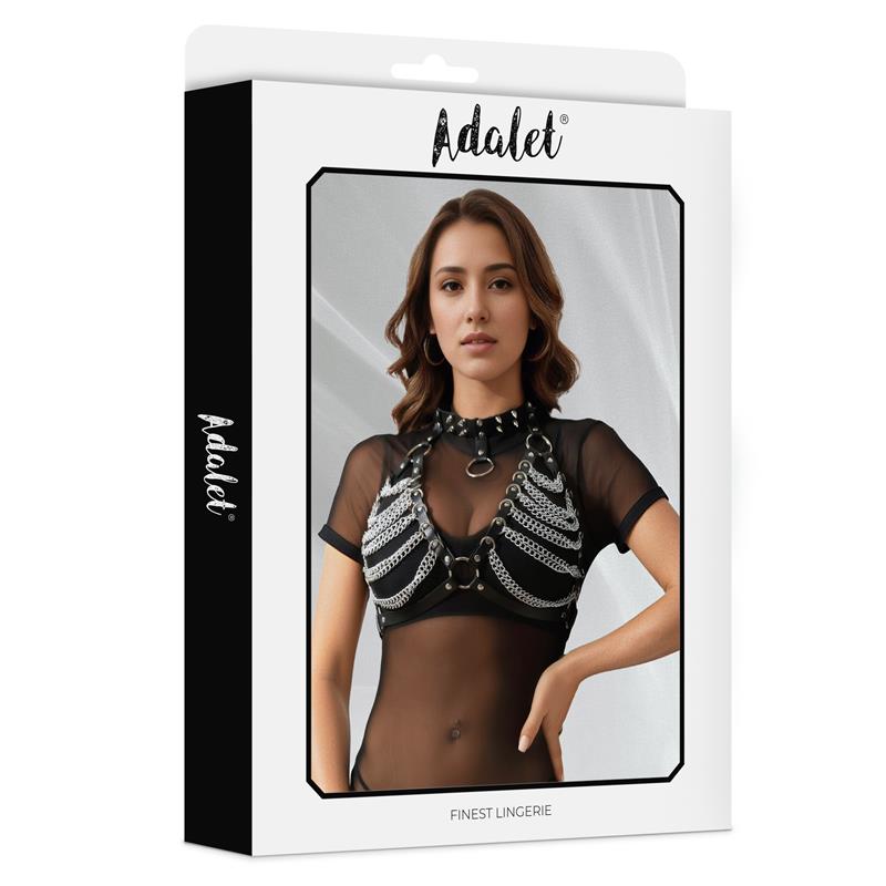 Zaira Vegan Leather Bra with Chain One size