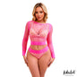 Yara Long Sleeve Fishnet Set Pink Fluor One Size