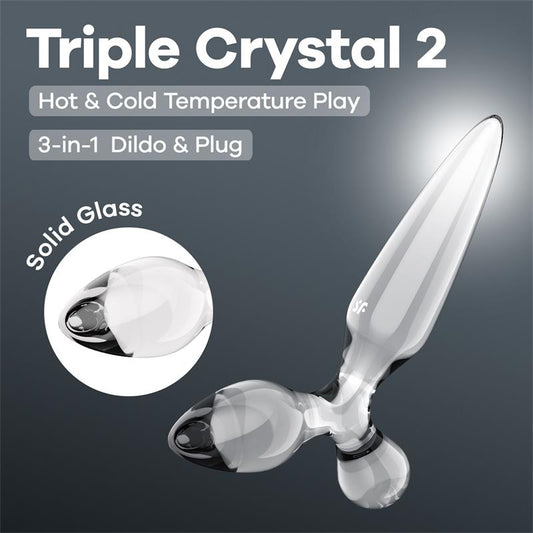 Triple Crystal 2 Glass Dildo