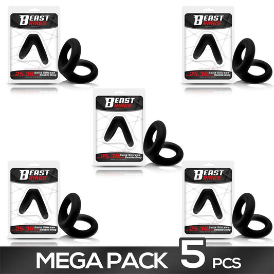 Pack 5 Solid Silicone Double Penis Ring 25 3 cm