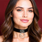 Collar with Double Ring Vegan Leather One Size