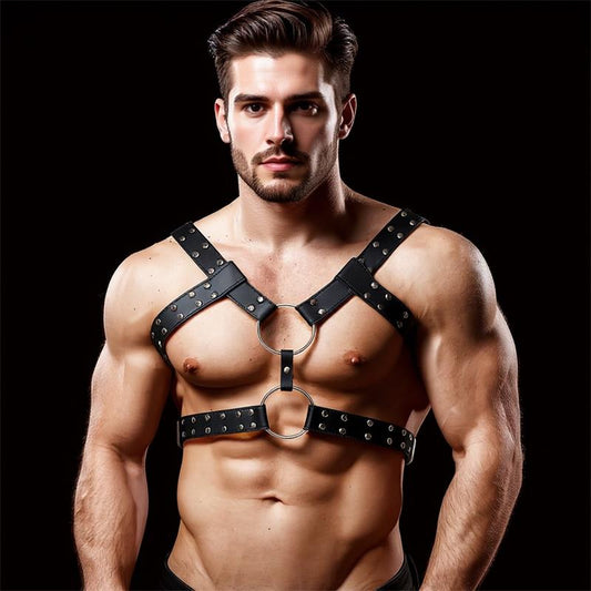 Aurum Male Chest Bondage Harness Vegan Leather