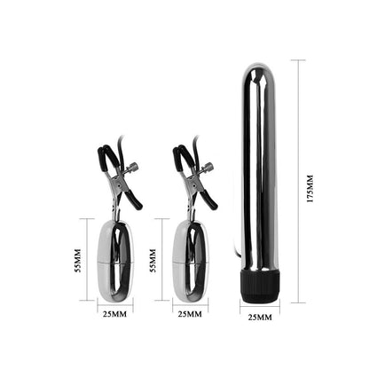 Baile Vibrating Bullet and Nipple Clamps with Vibration Set Turbo