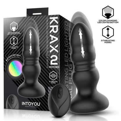 Krax Butt Plug with Vibration Thrusting Led Light and Remote