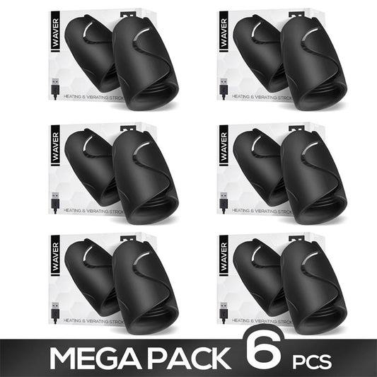 Pack of 6 Waver Male Masturbator Heat And Vibration Function Flexible Usb Silicone