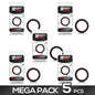 Pack of 5 Red Black Ribbon Silicone Cock Ring 36 cm