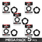 Pack of 5 Black Bead Silicone Cock Ring 35 cm